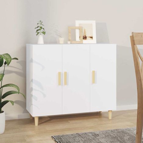 Buffet - Armoire de rangement Enfilade Blanc 90x34x80 cm Bois d'ingénierie BV343408 - BonneVie (1/5)