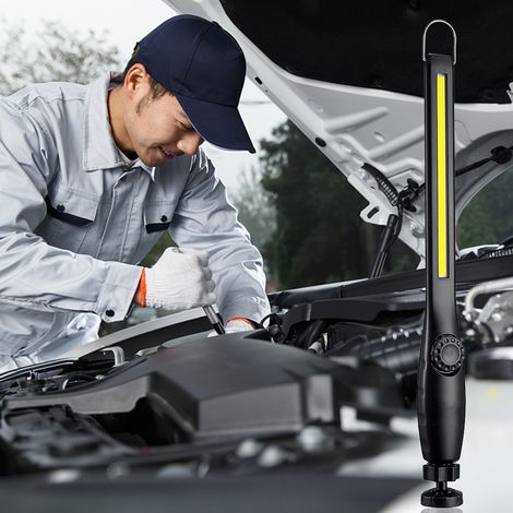 Lampe de travail COB avec éclairage d'inspection, lampe torche LED portable rechargeable par USB magnétique pour la réparation automobile, idéale pour la maison, l'atelier et les situations d'urgence. (1/4)