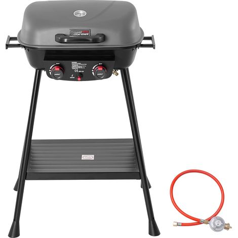 Royal Gourmet 2-Brenner Gasgrill, 5 kW Standgrill mit Grillplatte und Grillrost,Outdoor Gasgrill GT2003-G für Balkon, Terrasse, Garten und Camping (1/5)