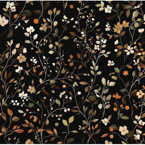 Papier Peint Adhesif Mural Noir Motif Feuilles Coloré Vinyle Adhesif Decoratif Meuble Armoire Noir Papier Peint Salle De Bain Imperméable Papiers Peints Chambre Vintage 44.5CMx3M (1/5)