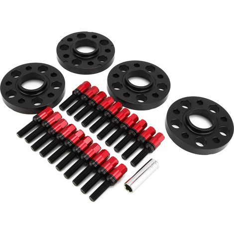 Jeu de 4 entretoises de roue 20mm, centrage moyeu, PCD 5x112, compatible S4/S5/S6/SQ5/Allroad/A7, couleur rouge (1/5)