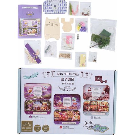 Maison de poupée miniature en bois à monter soi-même, avec décoration lumineuse LED, cadeau d'anniversaire ou de Noël pour enfant (Q-010) (1/5)