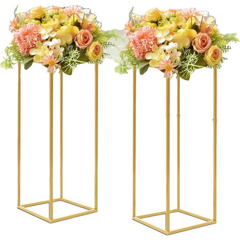 Stand de Fleurs, Matériau en Fer, Forme Rectangulaire, Dimensions 24 x 24 x 60 cm, Capacité de Charge 10 kg, 4 Pièces (1/5)