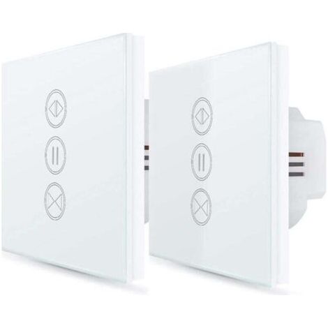 ２x Interrupteur Volet Roulant Connecté, Ouverture Réglable, Commutateur Rideau Stores WiFi, Compatible avec Alexa Google Home pour Commande Vocale, Minuterie Intelligent Moteur Mural