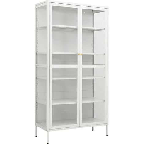 Display Cabinet White 90x40x180 cm Steel and Tempered Glass vidaXL (1/5)