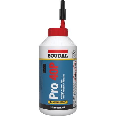 Soudal PU Holzleim Pro 40P D4, 15 Minuten verarbeitbarer Leim, 750g