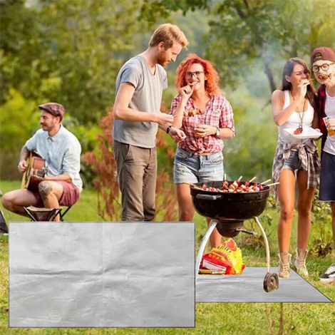 Filiyano-Tapis ignifuge 100x100cm, tapis pour brasero et barbecue, tapis ignifuge 3 couches, tapis isolant thermique en fibre de verre et feuille (1/5)