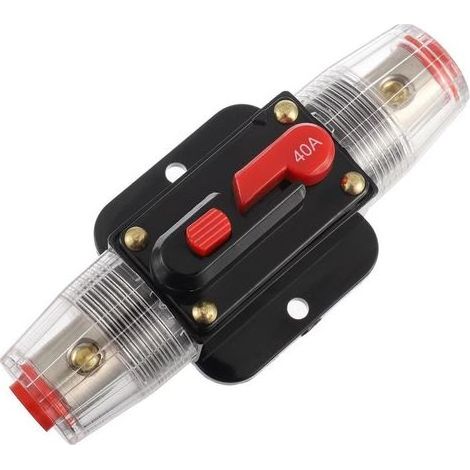 Disjoncteur 40A, porte-fusible en ligne 40A, 12V-51V CC, bouton de réarmement manuel pour voiture, camping-car, maison, bateau, camion, système audio avec amplificateur. (1/5)