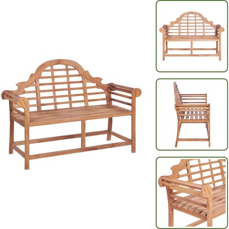 The Living Store Banc de jardin 127x58,5x92,5 cm Bois massif de teck - Banc marlboro (1/5)