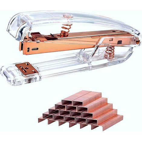 Agrafeuse de bureau avec agrafes, capacité de 25 feuilles, or rose (1/5)