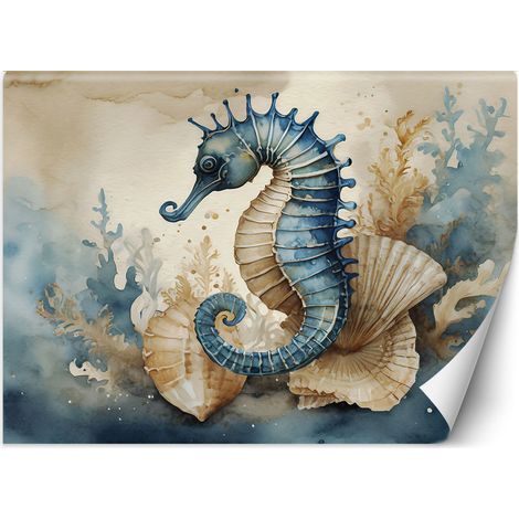 Papier peint Hippocampe bleu 100x70 (1/5)