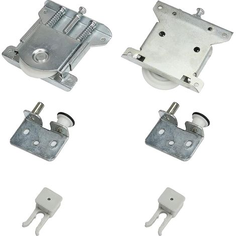 2 sets of silent, metal sliding door rollers for wall-mounted furniture and cabinets