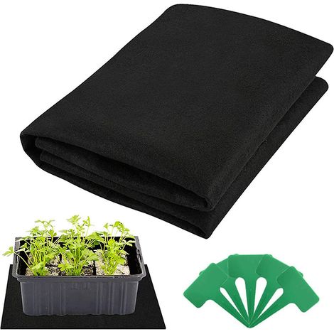 Tapis d'arrosage automatique par capillarité avec 10 étiquettes pour plantes, idéal pour les semis et les plantes d'intérieur en pot. (1/5)