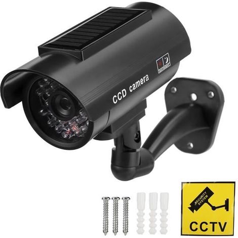 Caméra de surveillance factice à énergie solaire – Aspect réaliste, étanche – Pour intérieur et extérieur (1/4)