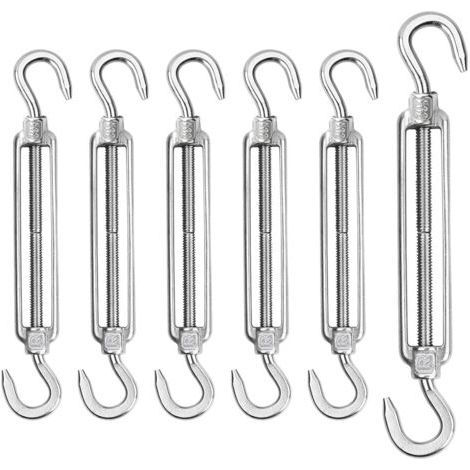 Lot de 6 tendeurs de câble M6 en acier inoxydable 304 - Crochets réglables - Crochets de serrage robustes (1/5)