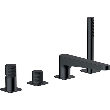 RAK Amalfi Matt Black Deck Mounted 4 Tap Hole Bath Shower Mixer - RAKAMA3013B (1/2)