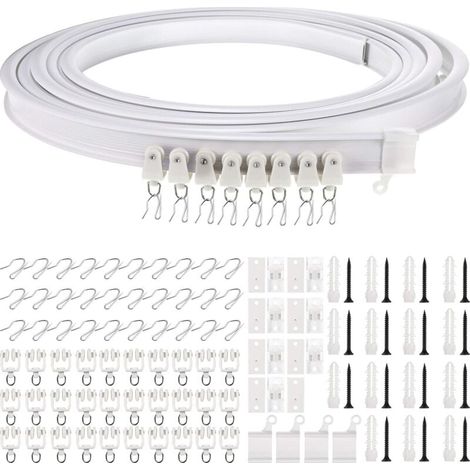 Riel de techo plegable, riel curvo para cortina, soporte flexible para cortina de techo, riel curvo para ventana con sistema de riel para cortina, divisor de cama - 5 metros (1/4)