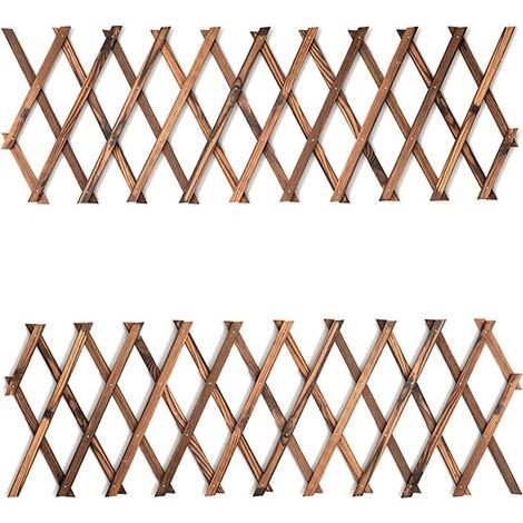 2PCS Treillis Extensible en Bois à Suspendre pour plantes grimpantes - Décoration murale pour terrasse et jardin (1/4)