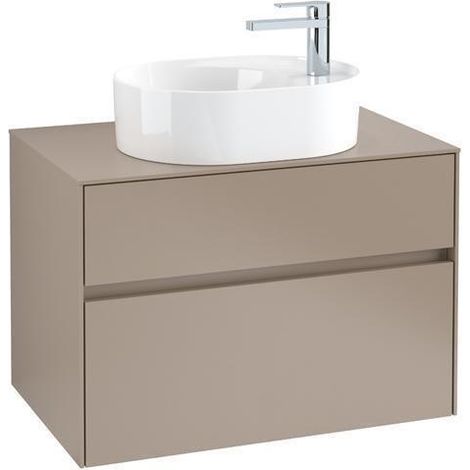 Villeroy &amp Boch Collaro meuble à lavabo 800x548x500 mm, 2 tiroirs, pour lavabo au milieu, C053L0, Coloris: Façade/carcasse : Blanc brillant, poignée : Blanc mat - C053L0DH