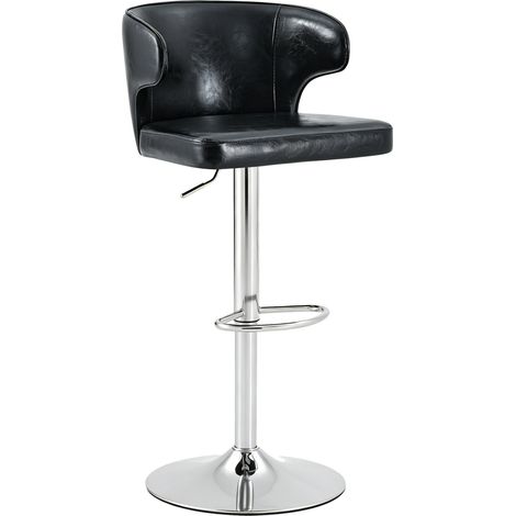 Set aus 2 Barhockern mit Rückenlehne, höhenverstellbar, 360° drehbar, schwarz (1/5)