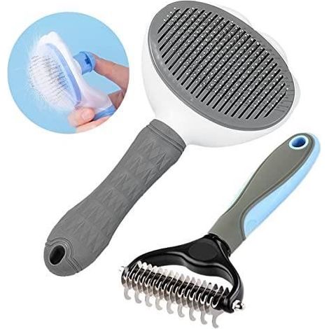 Brosse Sous Poil + Brosse de Toilettage pour Chien Chat, Accessoires de Peigne Démêlage pour Animaux de Compagnie Convient aux Poil (1/4)