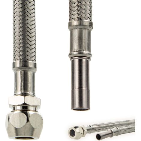 tecuro Sanitär Verbindungsschlauch 3/8 QV x Rohrstutzen Ø 10 mm x 200 mm - KTW-A- DVGW (1/4)