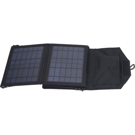 Chargeur Solaire Portable 14W, Panneau Pliable 4 Pans avec Sac en Tissu, Sortie Double USB 5V 0-2A, Sans Batterie Intégrée (1/5)