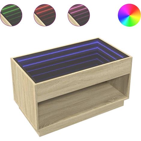 Maison Exclusive - Couchtisch mit Infinity-LED Sonoma-Eiche 90x50