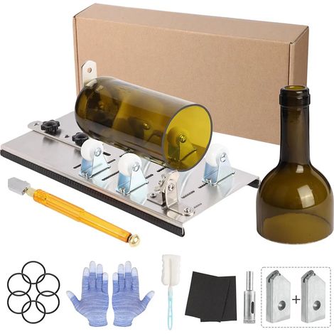 Kit coupe bouteille en verre DIY, outil de découpe pour bouteilles rondes avec lame de rechange et accessoires de création (1/5)