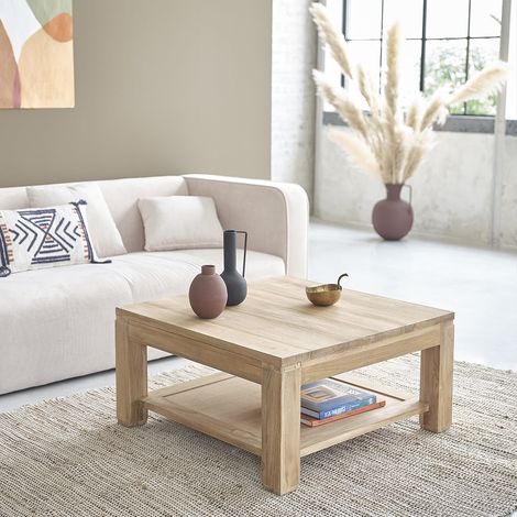 Table basse en teck massif 80 cm (1/5)