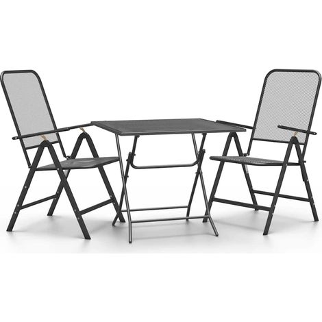 Maison Exclusive - Set da Pranzo per Giardino 3pz Rete Metallica Espansa Antracite (1/5)