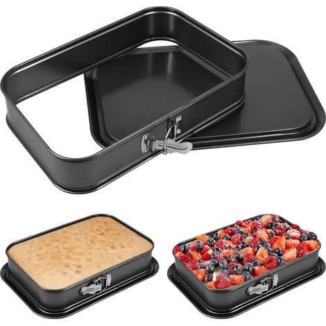 Moule à pain rectangulaire à charnière avec fond, dimensions 28 x 14,2 x 6,5 cm, moule à gâteau à faire soi-même, revêtement antiadhésif, facile à nettoyer. (1/5)
