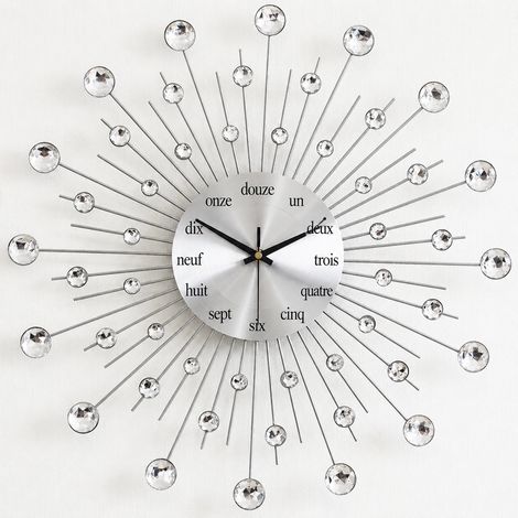 Horloge murale ronde en fer forgé argenté 50x50 cm wm97 argent 50x50cm 3,5 kg – Livraison gratuite