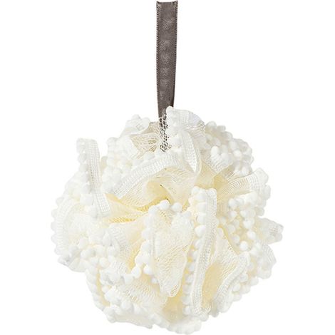 Éponge de bain en maille douce et exfoliante, grande taille, mousse riche et dense, pour hommes et femmes, blanc laiteux (1/5)