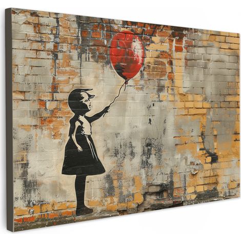 TABLEAU SUR TOILE Graffiti - Banksy - Fille - Street art Toile Peinture Grand Format XXL 150x100 cm