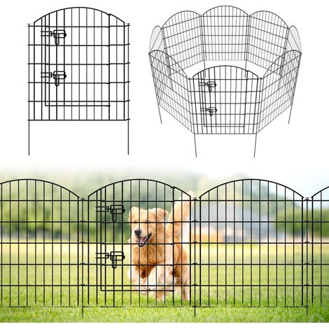 Lot de 5 Clôtures de Jardin Décoratives en Métal - Pas de Creuser - Clôture pour Animaux de Compagnie - Clôture Métallique Inoxydable pour Chien (81cm H X 71cm L (4 Panélés+1 Gatter)) (1/5)