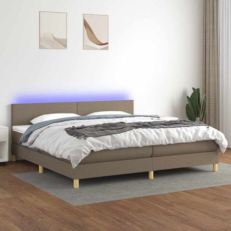 Sommier tapissier et matelas et LED Sommier pour Adulte et Enfant Lit adulte Taupe 200x200 cm Tissu XJDT725877 (1/5)