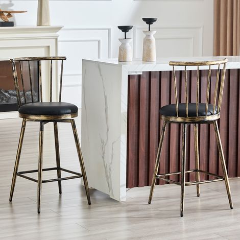 Tabouret de bar moderne en métal de style Windsor avec assise rembourrée, idéal pour les îlots de cuisine, les bars et les restaurants tabouret de bar de style industriel à hauteur de bar style vint (1/5)