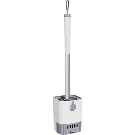 Ensemble brosse WC et support - Tête de brosse WC anti-angle mort, aération inférieure, brosse WC murale (1/5)