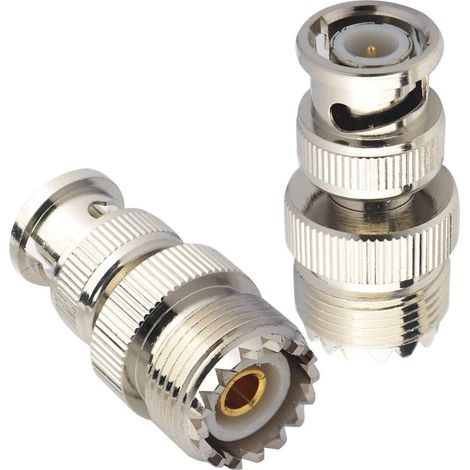 2 Adaptateur UHF, Connecteur SO239 Femelle Vers BNC Mâle, Cuivre Nickelé 50 Ohm, Pour Antenne RF Et Radio CB