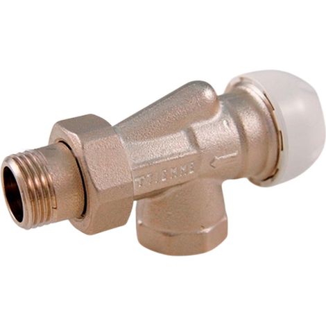 Válvula de Escuadra Invertida Termostatizable para Radiador con Unión para Tubo de Hierro - Rosca Macho-Hembra 1/2" - Tiemme