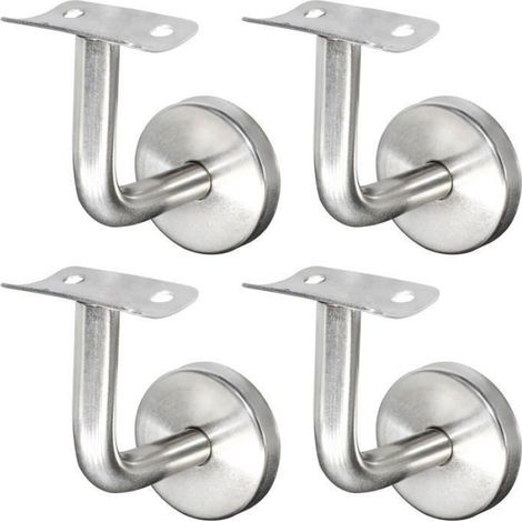 Support Main Courante - Acier Inoxydable 304 - Pour Rampe Escalier Bois - 60 x 60 mm - Diamètre 50 mm - 4 Pièces (1/4)