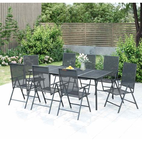 Ensemble à manger de jardin 9 pcs-Salon de jardin anthracite acier 533655 (1/5)