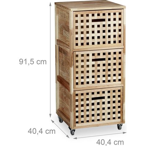Mobile con rotelle 3 cassetti design moderno portaoggetti ufficio 40 x 30 x 70 cm in legno di noce 130003290