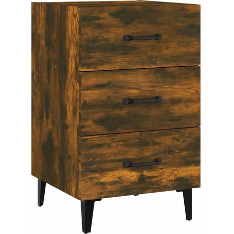 Mesita de noche madera de ingeniería roble ahumado 40x40x66 cm vidaXL (1/5)