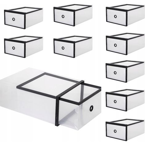 KIT 10x SCATOLA CONTENITORE PER SCARPE CALZATURE ESTRAIBILE ORGANIZZATORE ARMADIO FORTE (1/5)