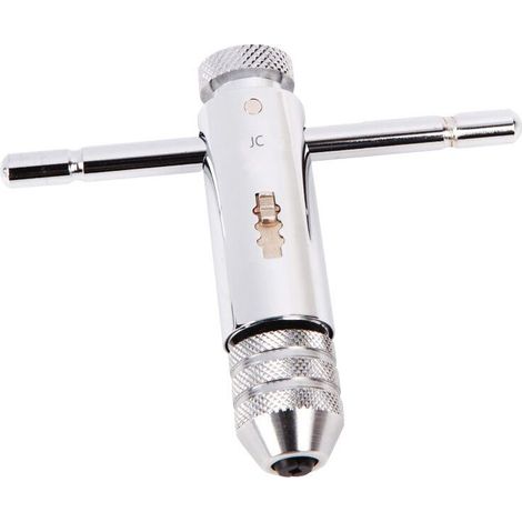 Portamachos de trinquete ajustable, machos de roscar manuales, macho de roscar de trinquete para zurdos con machos de roscar HSS, llave para machos de roscar con mango en T y machos de roscar métricos (1/4)