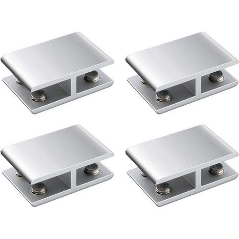 QAZQA Lot de 4 Pinces à Verre, Double Face Réglables en Alliage d'aluminium pour étagère en verre, Support de Serrage pour Verre de 10 à 12 mm d'épaisseur