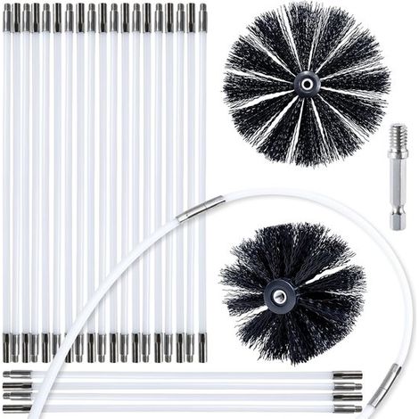 Kit de nettoyage pour conduit de sécheuse - Ensemble de ramonage - Élimination des peluches - Comprend des brosses de 4 et 6 pouces (1/5)