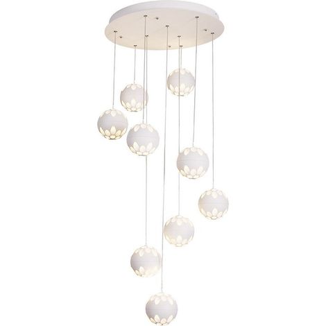 LED-Pendelleuchte 9 weiße Kugeln 9x7W 2700K